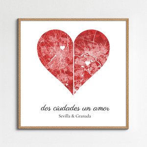 Mapa personalizado: Dos ciudades, un amor para sorprender a tu pareja