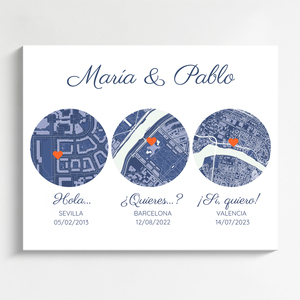 Mapa triple personalizado para boda: ¡Captura tus momentos especiales!