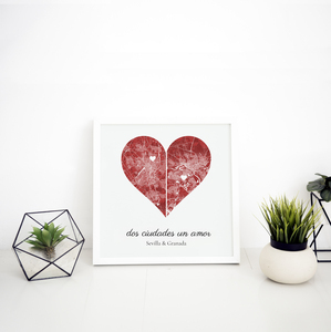 Mapa personalizado: Dos ciudades, un amor para sorprender a tu pareja