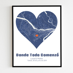 Mapa del Amor Personalizado: Donde comenzó vuestra historia