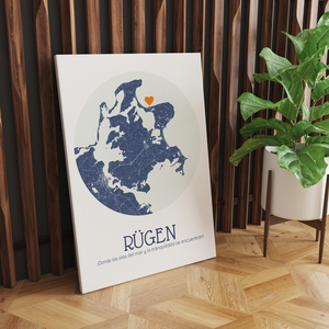 Crea tu mapa redondo personalizado de Rügen para decorar o regalar