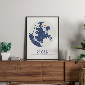 Crea tu mapa redondo personalizado de Rügen para decorar o regalar