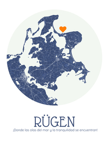 Crea tu mapa redondo personalizado de Rügen para decorar o regalar