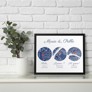 Mapa triple personalizado para boda: ¡Captura tus momentos especiales!