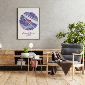 Crea tu mapa de boda único: Personaliza con nombres, fecha y coordenadas.
