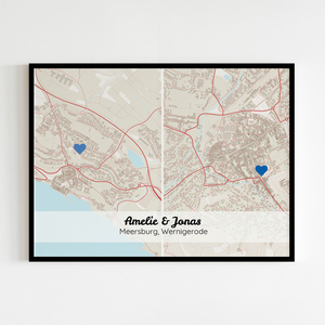 "Crea tu mapa dual personalizado para momentos especiales y lugares únicos."