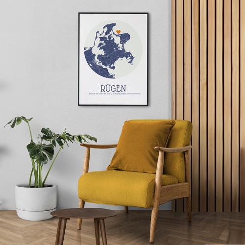 Crea tu mapa redondo personalizado de Rügen para decorar o regalar