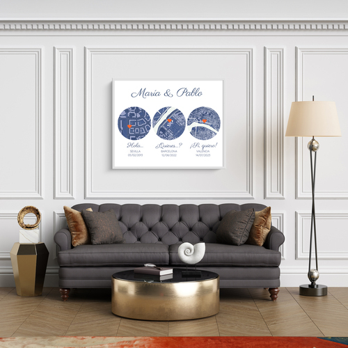 Mapa triple personalizado para boda: ¡Captura tus momentos especiales!