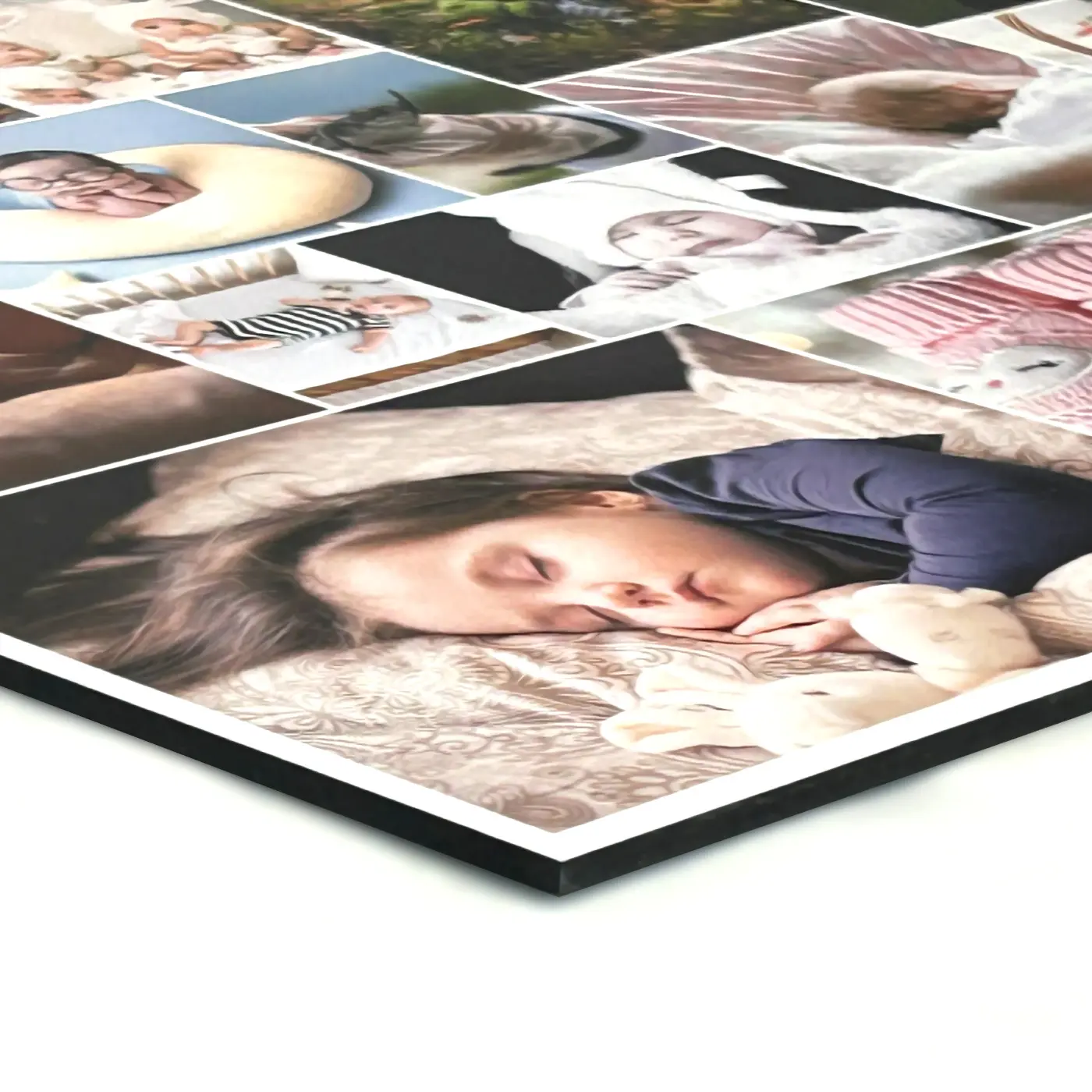 Collage fotográfica sobre placa de espuma rígida: vista detallada