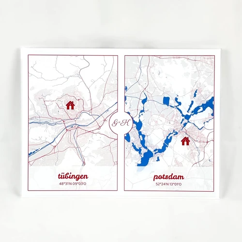 Mapa de ciudad personalizado en vidrio acrílico: Pared