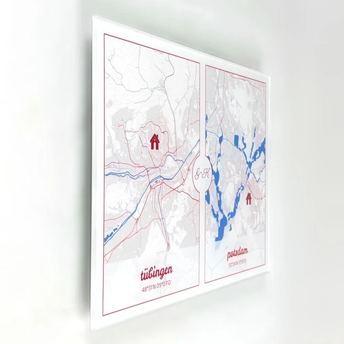 Mapa de ciudad personalizado en vidrio acrílico: Vista frontal completa